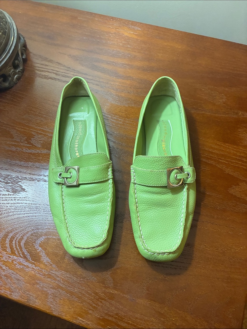 Cloudwalkers Lime Green Leather Women's Loafers with Buckle 11W